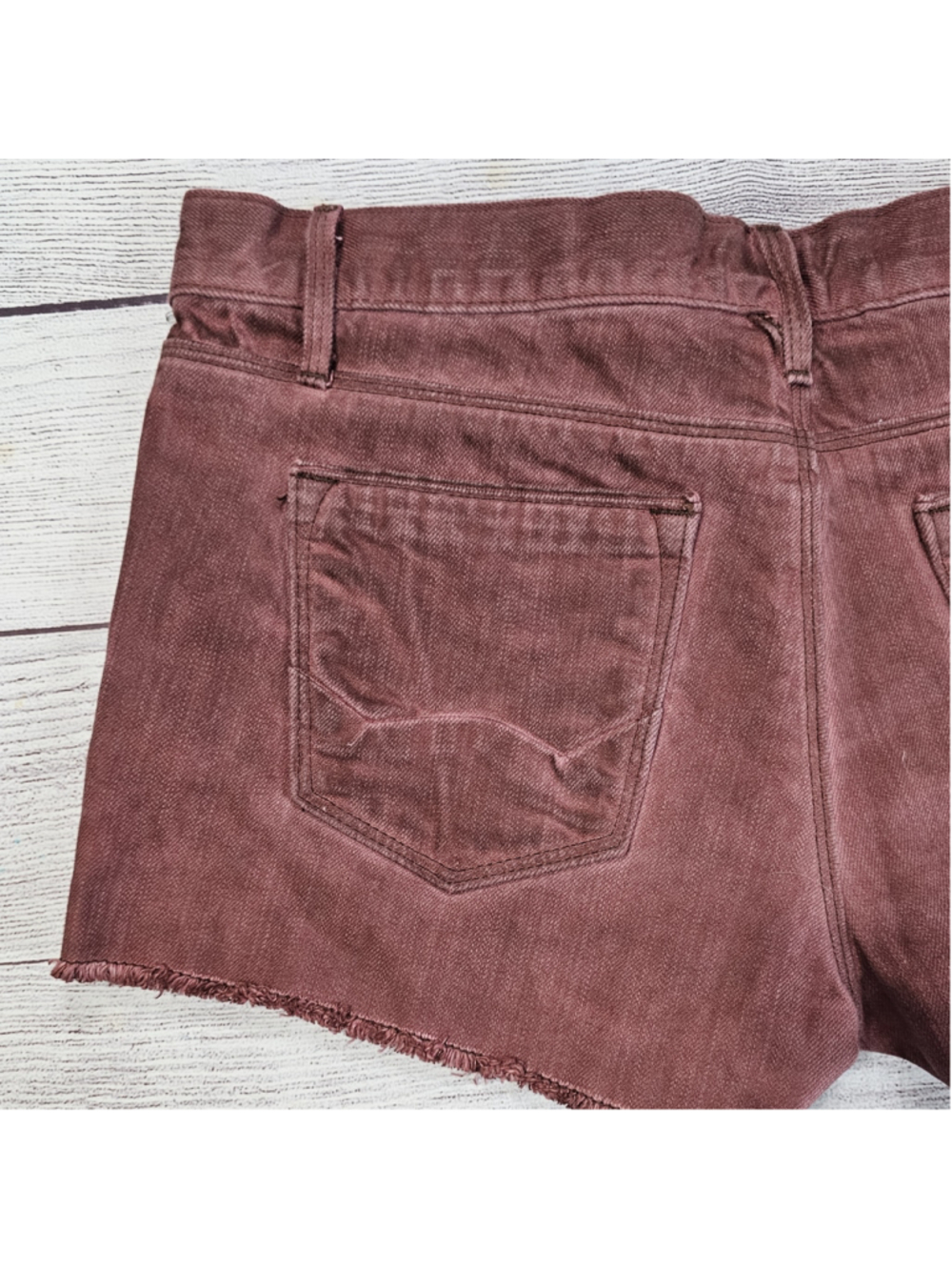 NWT Cult of Individuality maroon/burgundy shorts, frayed edge, sz 28 - Picture 6 of 9
